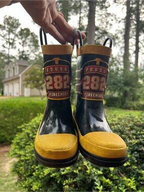 282 Firechief Kids' Black & Yellow Rain Boots